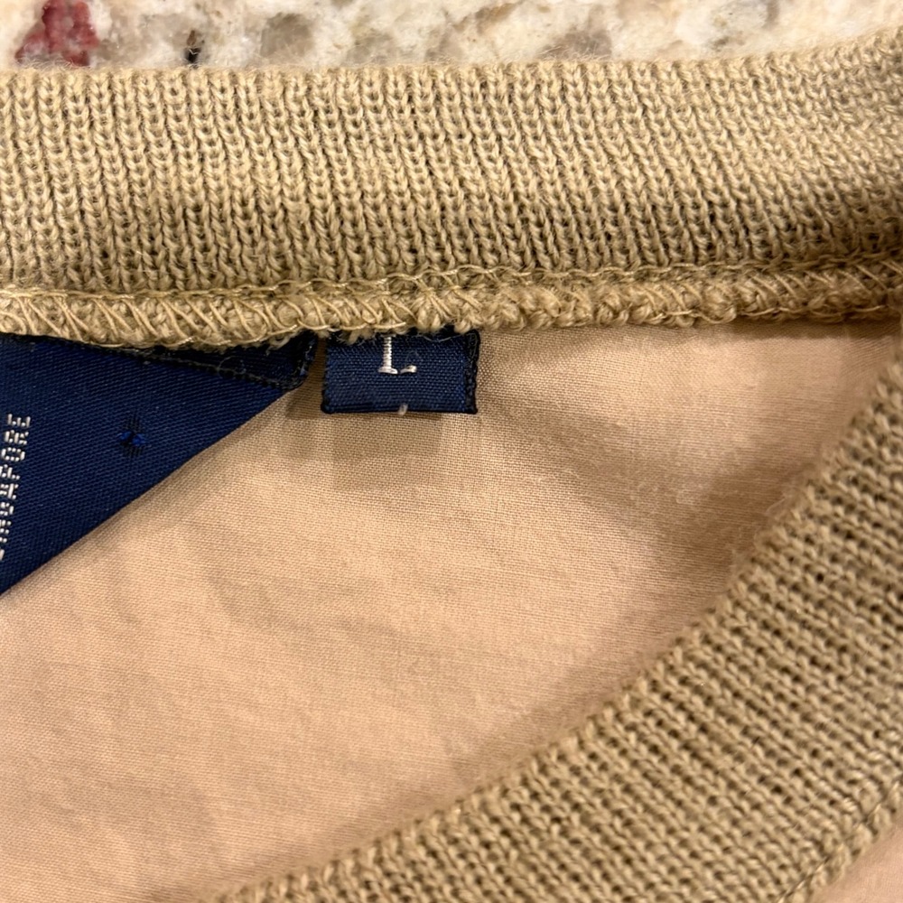 Vintage 90s Polo Ralph Lauren Pullover L Khaki Wool Rib Sportsman Outdoor - Picture 6 of 12